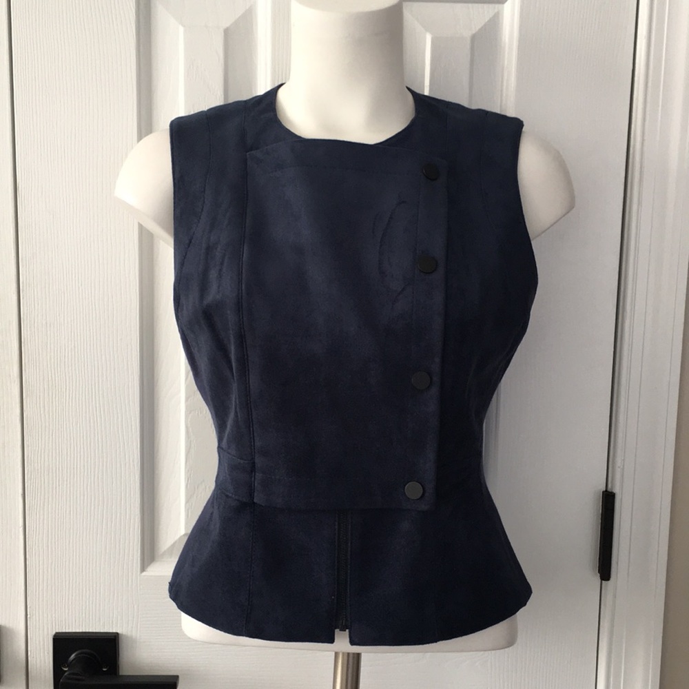 BCBGMAXAZRIA Blue Suede Vest Size Small NWOT